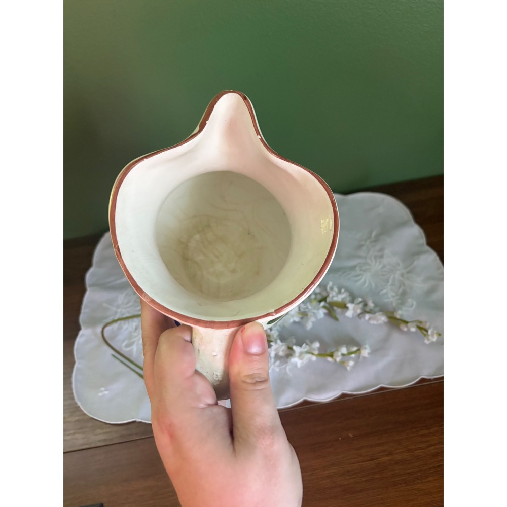 Vintage Hand Painted Floral Ceramic Pitcher Multi Color Flower Vase - Picture 4 of 7